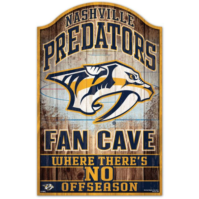 Letrero de madera para cueva de fanáticos de Nashville Predators, 11" x 17", 1/4" de grosor