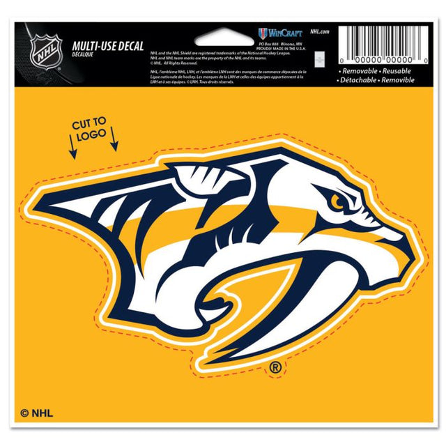 Nashville Predators Multi-Use Decal - cut to logo 5" x 6"