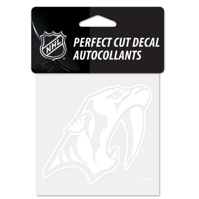 Nashville Predators Perfect Cut White Decal 4" x 4"