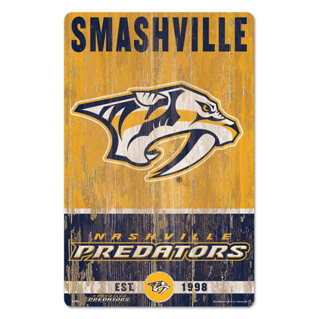 Letrero de madera con el lema de los Nashville Predators, 11" x 17", 1/4" de grosor