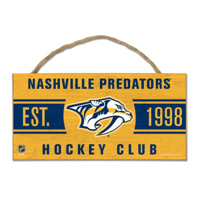 Letrero de madera con cuerda de los Nashville Predators, 5 x 10 pulgadas