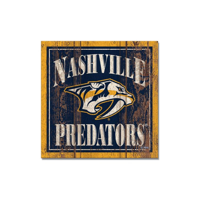 Imán de madera de los Nashville Predators de 3" x 3"