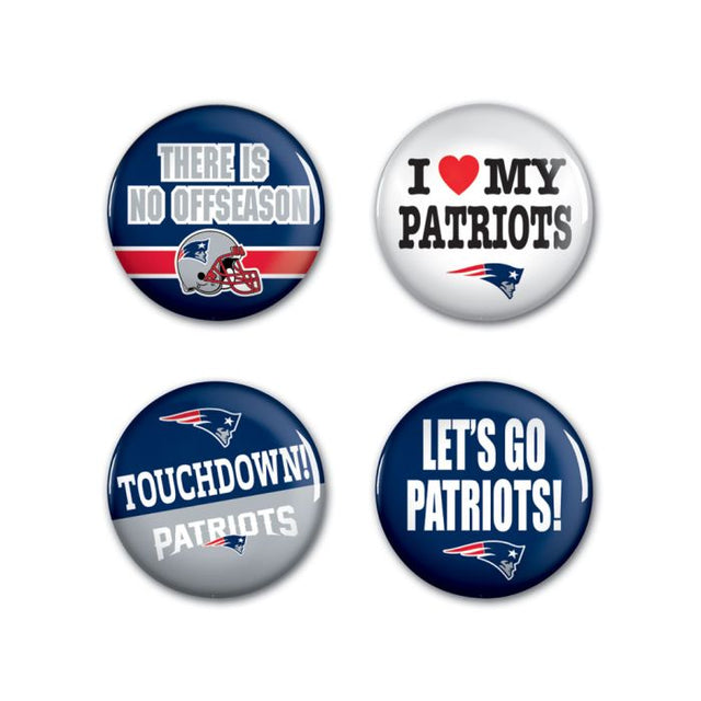 New England Patriots Button 4 Pack 1 1/4" Rnd