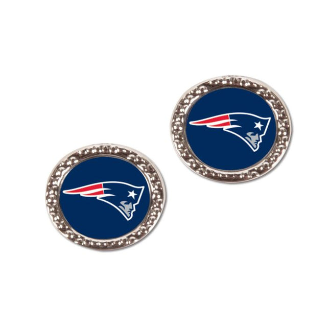 New England Patriots Earrings Jewelry Carded Round