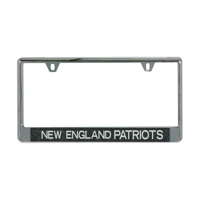 New England Patriots GLITTER BACKGROUND Lic Plt Frame B/O Metallic