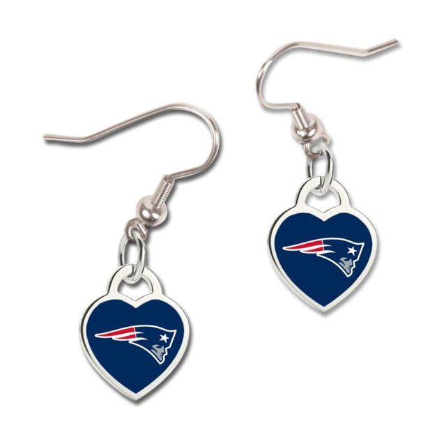 New England Patriots Heart Earrings w/3D Heart