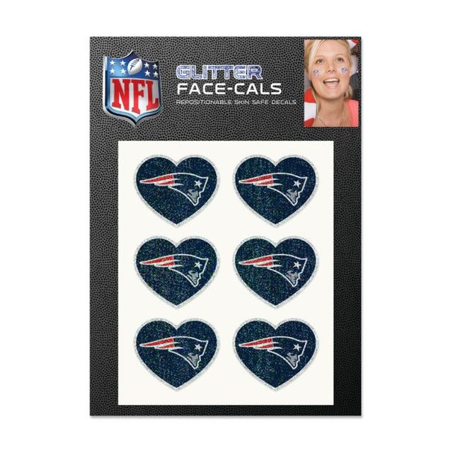 New England Patriots Heart Glitter Tattoo 6 Pack