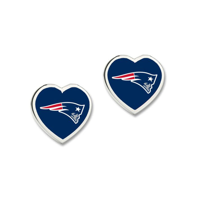 New England Patriots Heart Post Earrings w/3D Heart