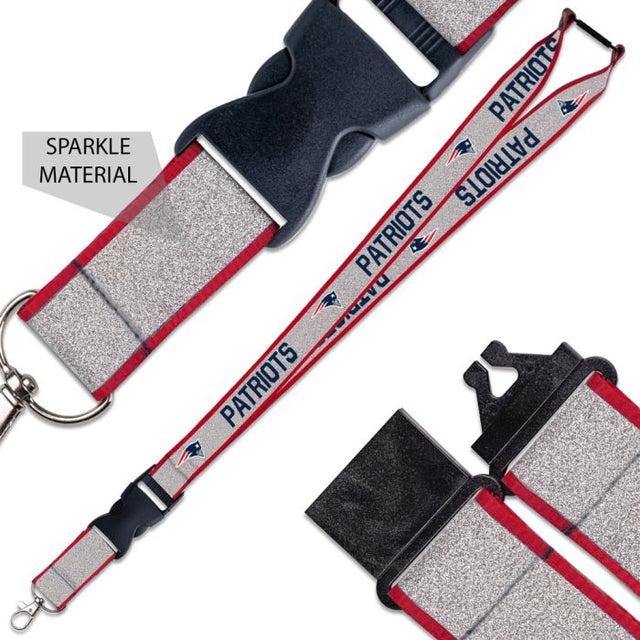 New England Patriots Lanyard w/Buckle Glitter 1"