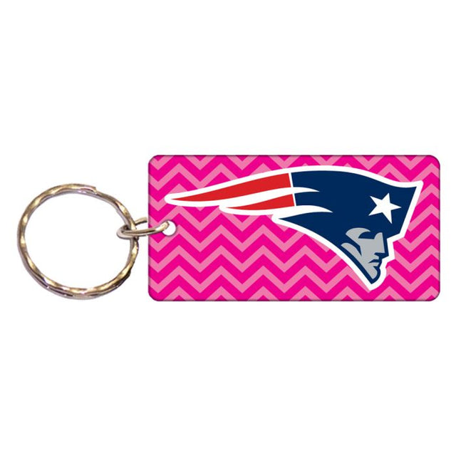 New England Patriots PINK CHEVRON Keychain Rectangle