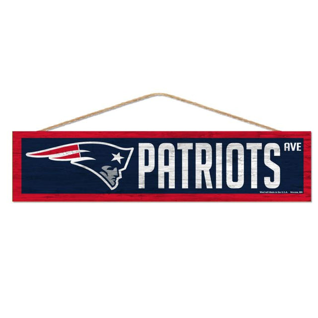 New England Patriots Wood Sign-with Rope 4" x 17"