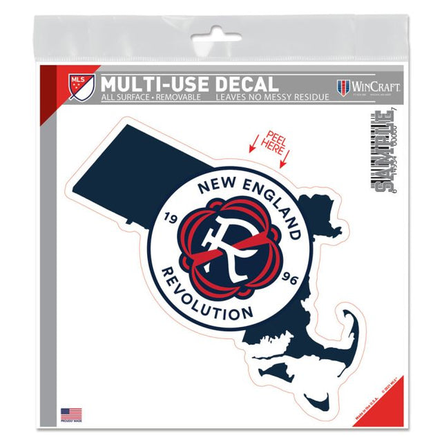 Calcomanía para todas las superficies con forma de estado de New England Revolution, 6" x 6"