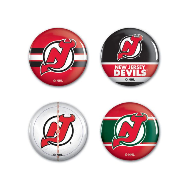 Paquete de 4 botones de los New Jersey Devils de 1 1/4" de diámetro