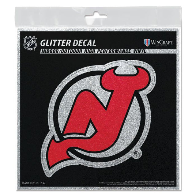 Calcomanía con brillantina de los New Jersey Devils de 6" x 6"