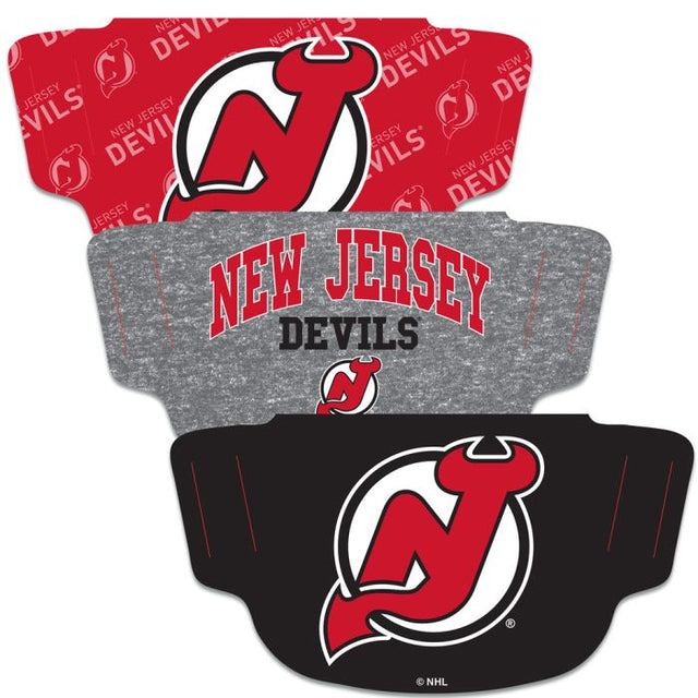 Paquete de 3 mascarillas para fanáticos de los New Jersey Devils