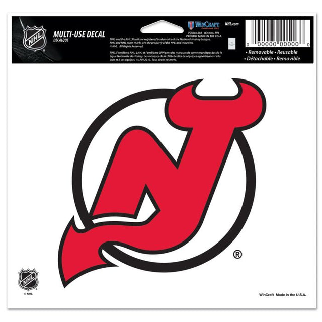 Calcomanía multiusos de los New Jersey Devils, fondo transparente, 5" x 6"