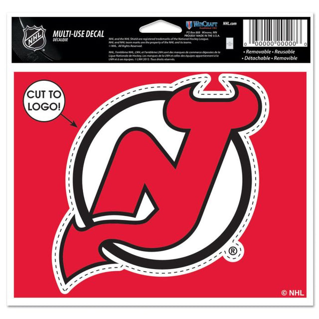 Calcomanía multiusos de los New Jersey Devils: cortada con el logotipo de 5" x 6"