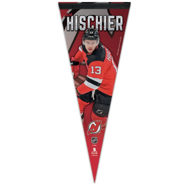 Banderín premium de los New Jersey Devils de 12" x 30" de Nico Hischier