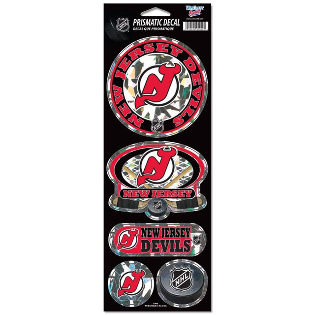 Calcomanía prismática de los New Jersey Devils de 4" x 11"