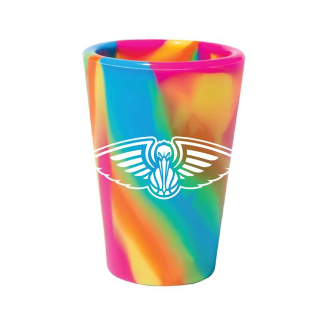 Vaso de chupito de silicona de 1,5 oz con diseño de hippie hop de los New Orleans Pelicans