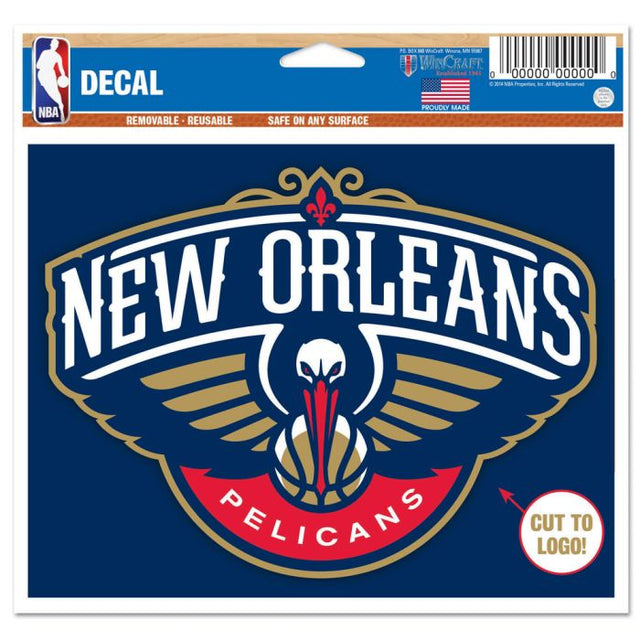 Calcomanía multiusos de los New Orleans Pelicans: cortada según el logotipo, 5" x 6"