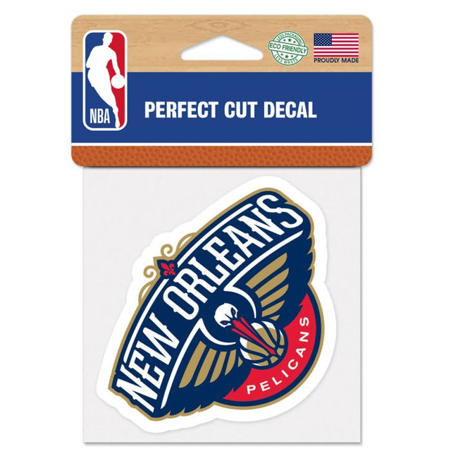 Calcomanía de color de corte perfecto de los New Orleans Pelicans de 4" x 4"