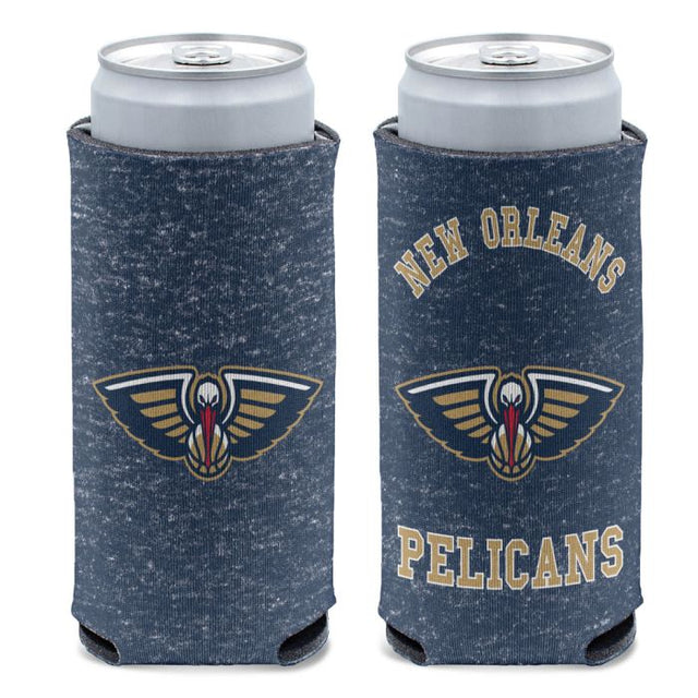 Enfriador de latas delgado de 12 oz con diseño de New Orleans Pelicans en color jaspeado