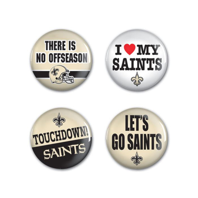 New Orleans Saints Button 4 Pack 1 1/4" Rnd