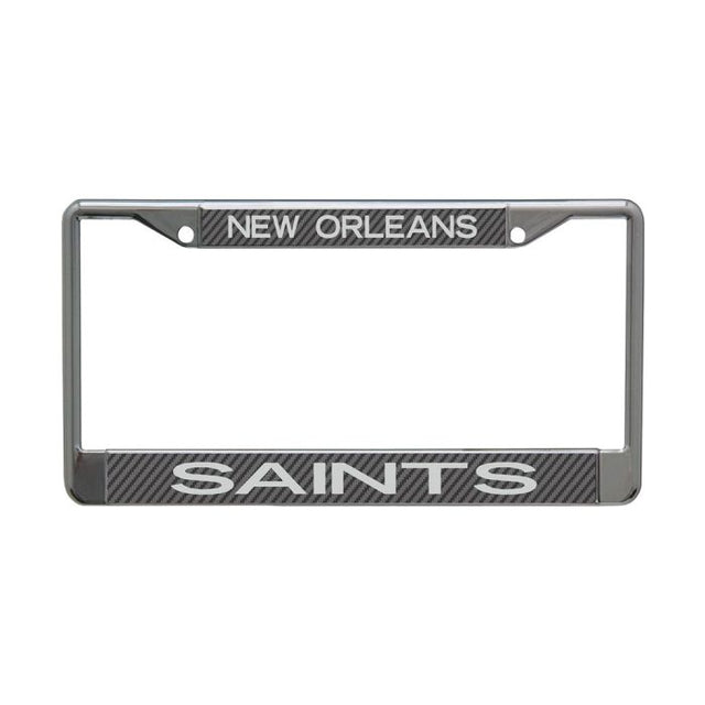 New Orleans Saints CARBON Lic Plt Frame S/L Printed