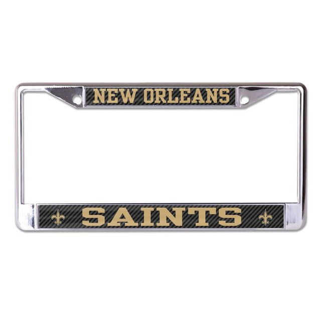 New Orleans Saints CARBON Lic Plt Frame S/L Printed