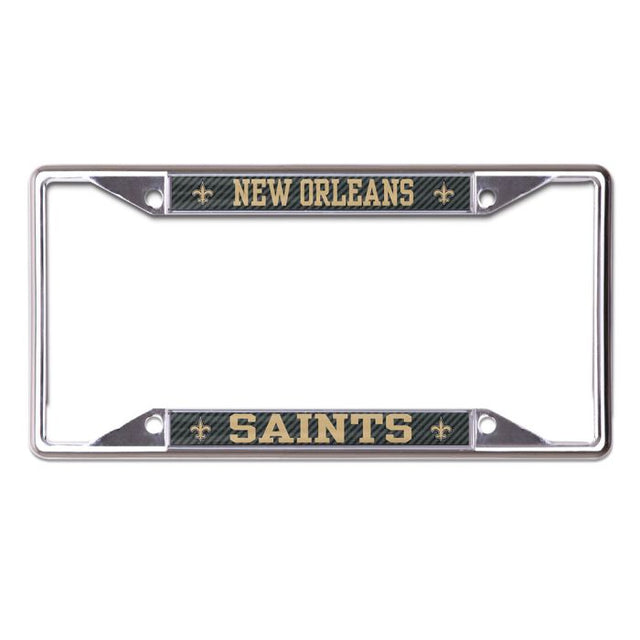 New Orleans Saints CARBON Lic Plt Frame S/S Printed