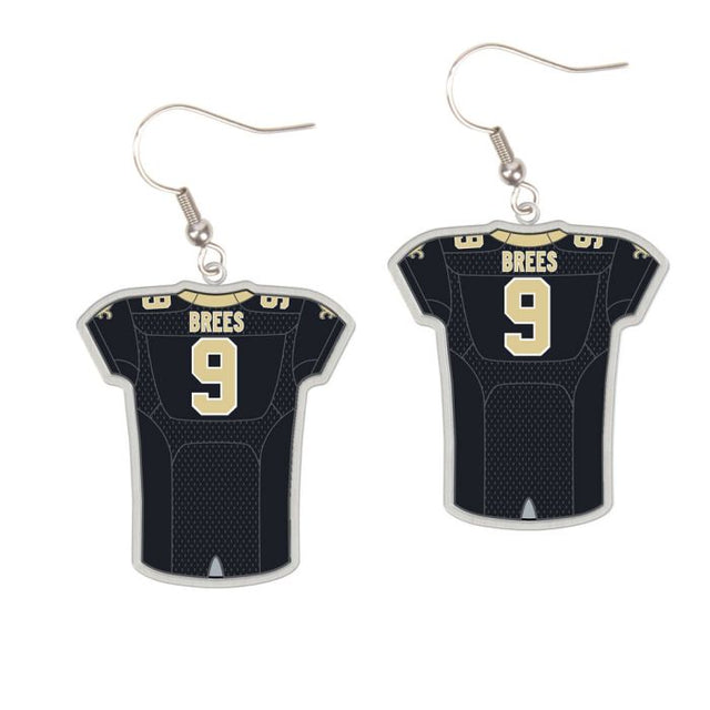 New Orleans Saints Earrings Jewelry Carded Jersey Drew Brees