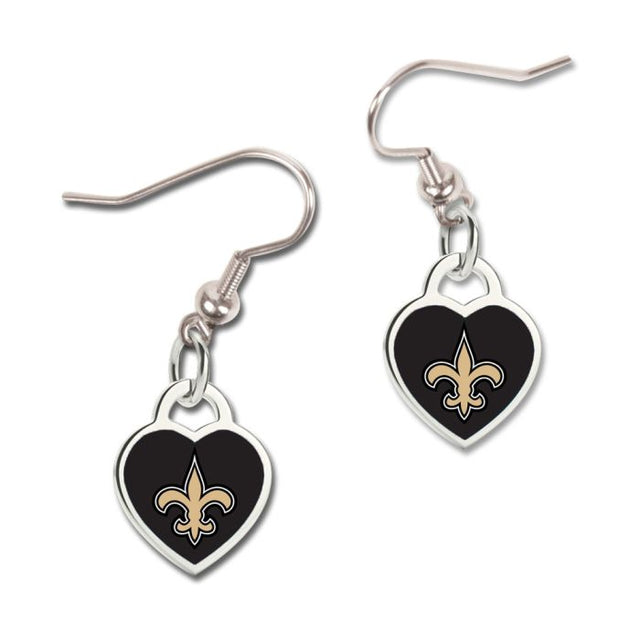 New Orleans Saints Heart Earrings w/3D Heart