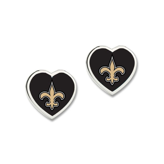 New Orleans Saints Heart Post Earrings w/3D Heart