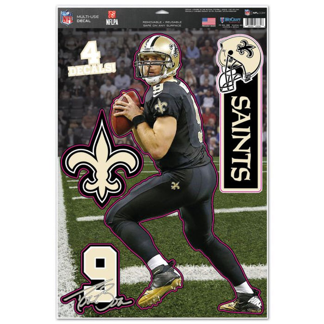 New Orleans Saints Multi-Use Decal 11" x 17" Drew Brees