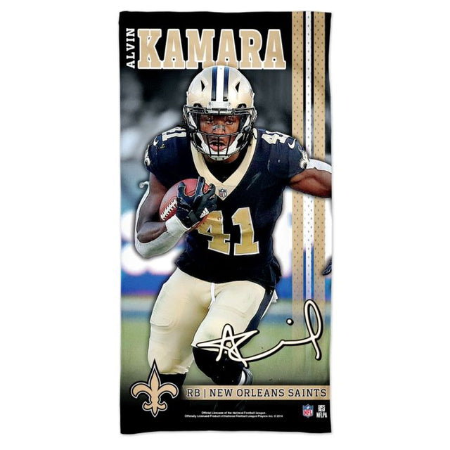 Toalla de playa Spectra de los New Orleans Saints de 30" x 60" de Alvin Kamara