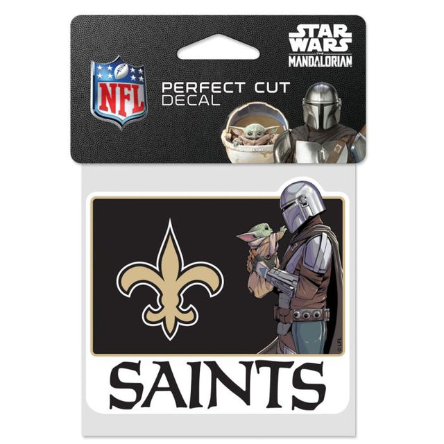 Calcomanía de color de corte perfecto de los New Orleans Saints/Star Wars Mandalorian de 4" x 4"