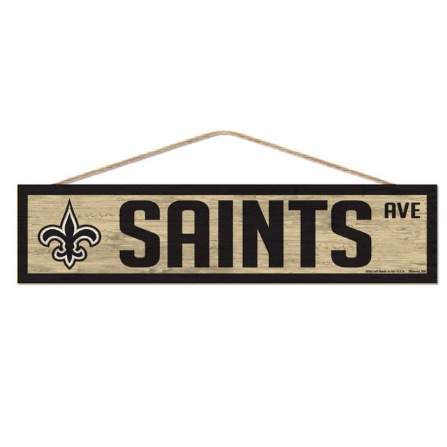 New Orleans Saints Wood Sign-with Rope 4" x 17"