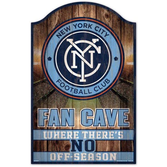 New York City FC FAN CAVE Wood Sign 11" x 17" 1/4" thick