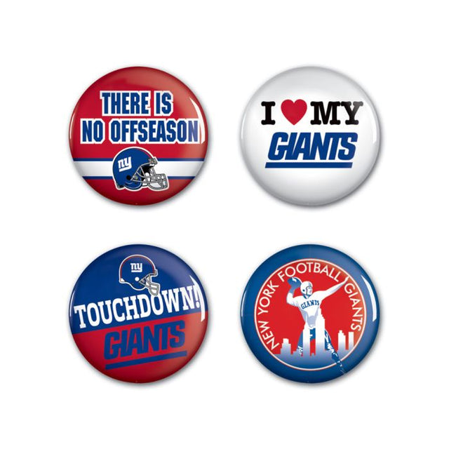 New York Giants Button 4 Pack 1 1/4" Rnd