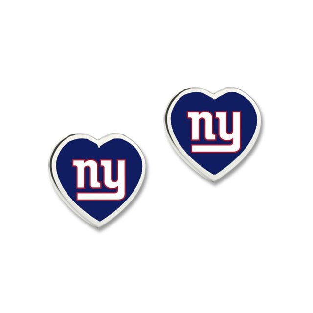 New York Giants HEART POST Earrings w/3D Heart