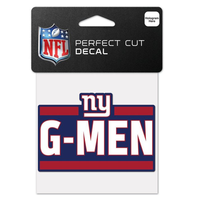 Calcomanía de color de corte perfecto con el eslogan de los New York Giants de 4" x 4"