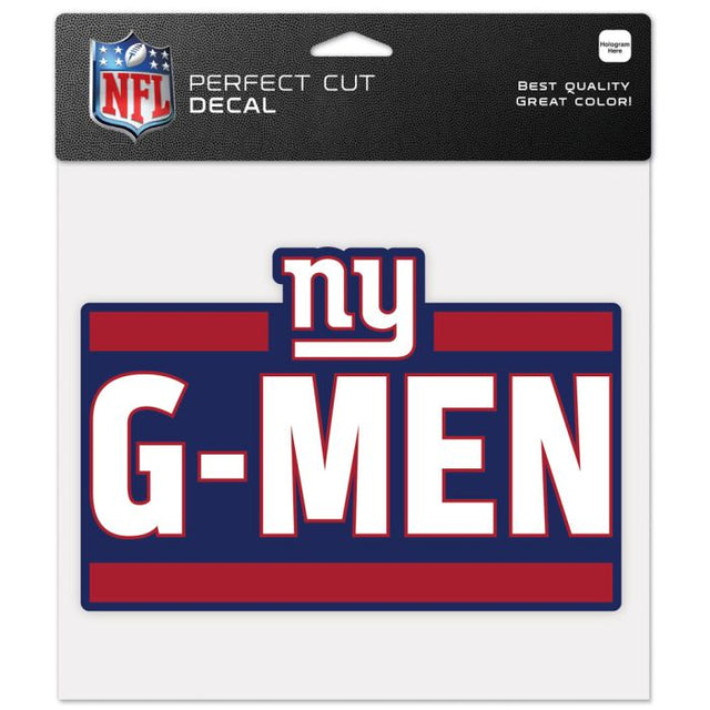 Calcomanía de color de corte perfecto con el eslogan de los New York Giants de 8" x 8"