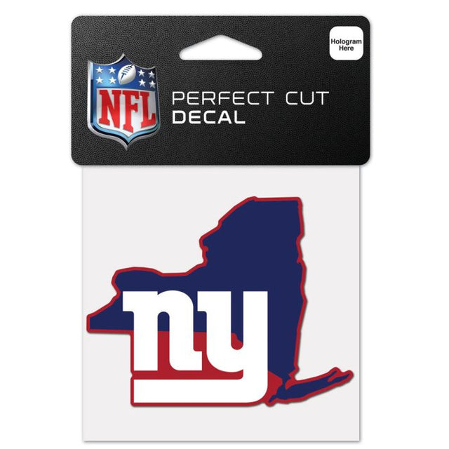 Calcomanía de color con corte perfecto y forma del estado de los New York Giants, 4" x 4"