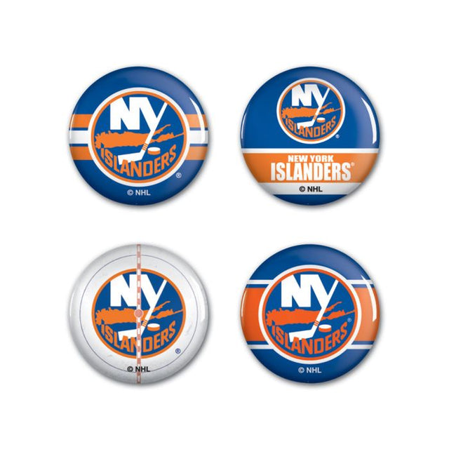 Paquete de 4 botones de los New York Islanders de 1 1/4" de diámetro