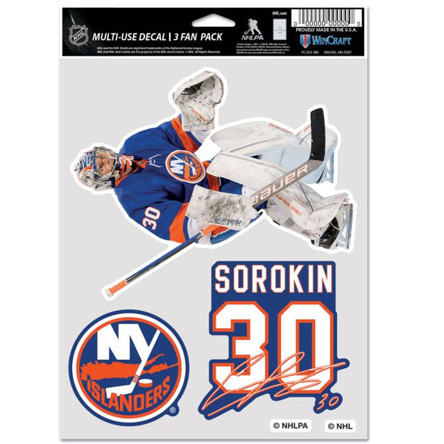 Paquete multiusos para 3 fanáticos de los New York Islanders, de Ilya Sorokin