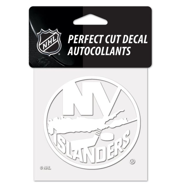 New York Islanders Perfect Cut White Decal 4" x 4"