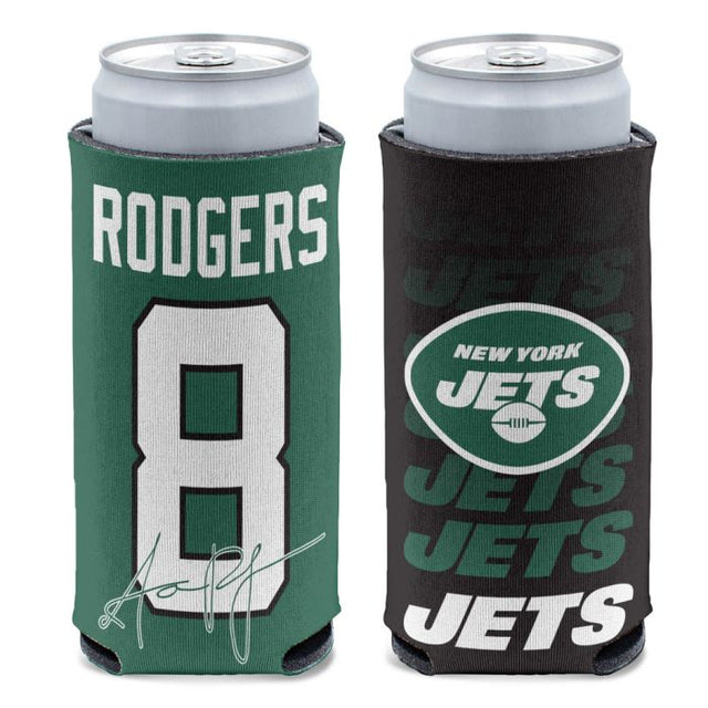 Enfriador de latas delgado de 12 oz de los New York Jets de Aaron Rodgers