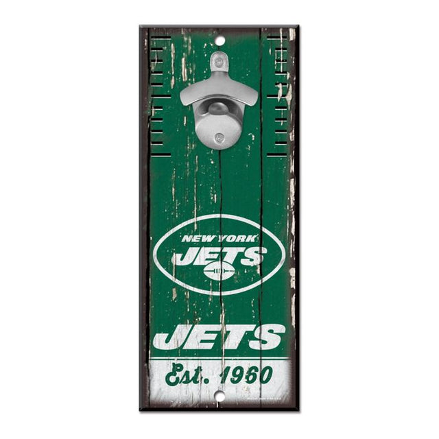 Letrero destapador de botellas de los New York Jets de 5 x 11 pulgadas