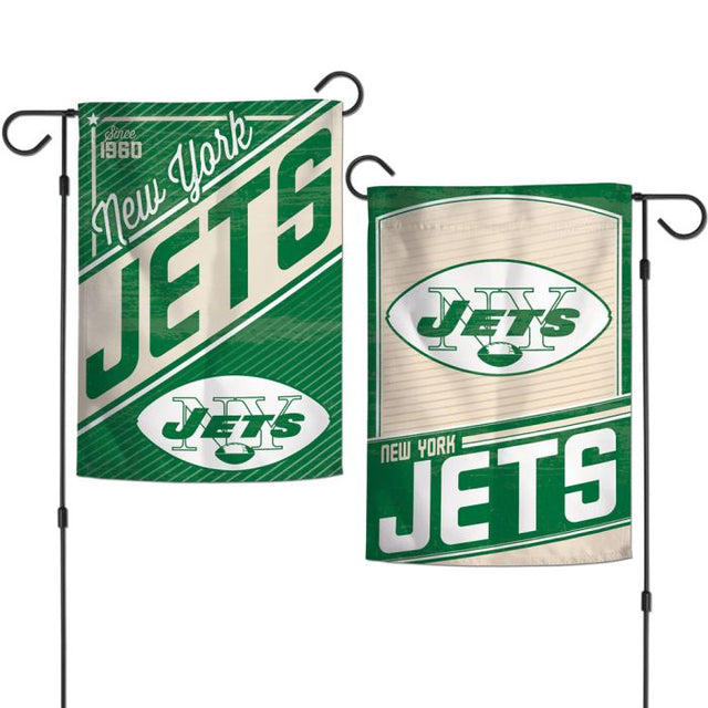 Banderas de jardín retro con logotipo clásico de los New York Jets, de 2 lados, 12,5" x 18"